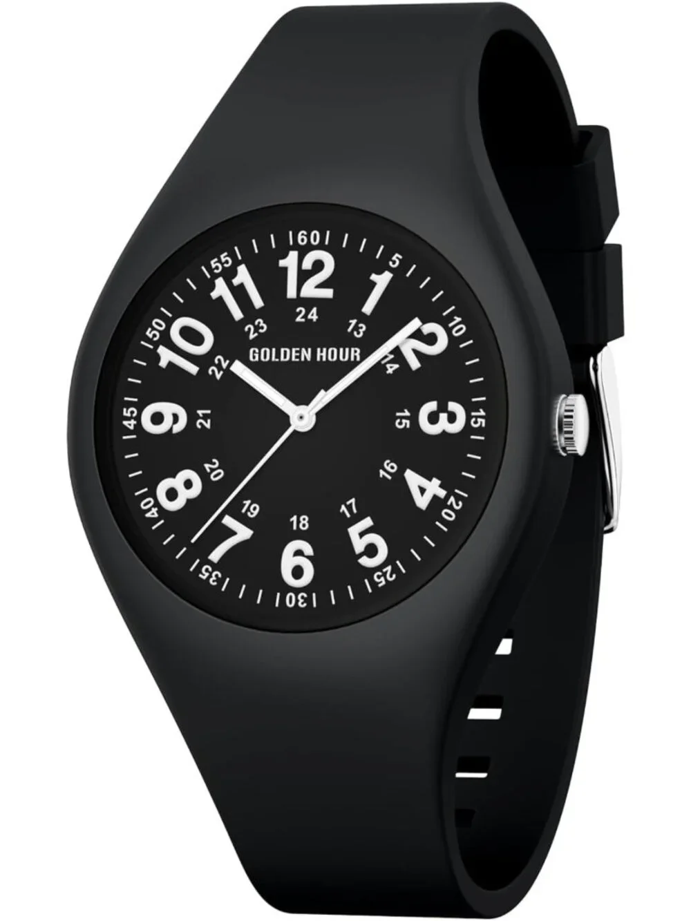 Waterproof Sports Analog Watch for Nurses & Students - Military Time, Glow Dial
